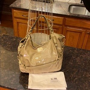 Coach Madison Patent Large Sophia Satchel Camel